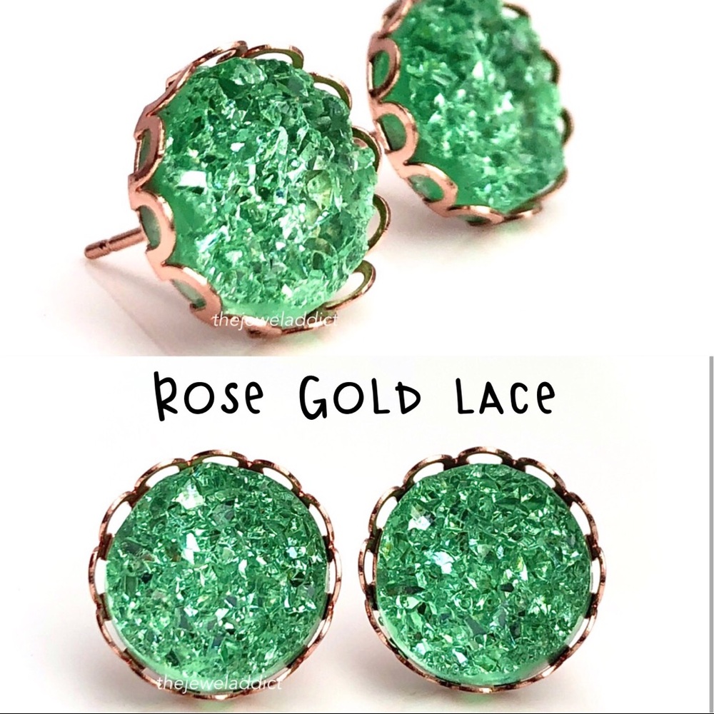 3 for 15🎀chunky mint Druzy style earrings - Picture 9 of 9